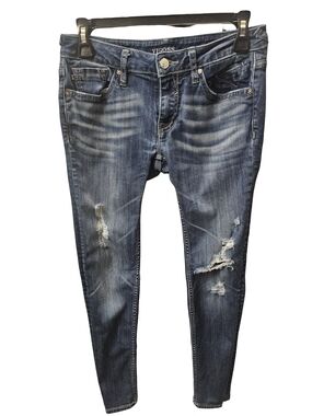 Vigoss Distressed Skinny Jeans Womens Size 26 Blue Ripped Stretch Denim